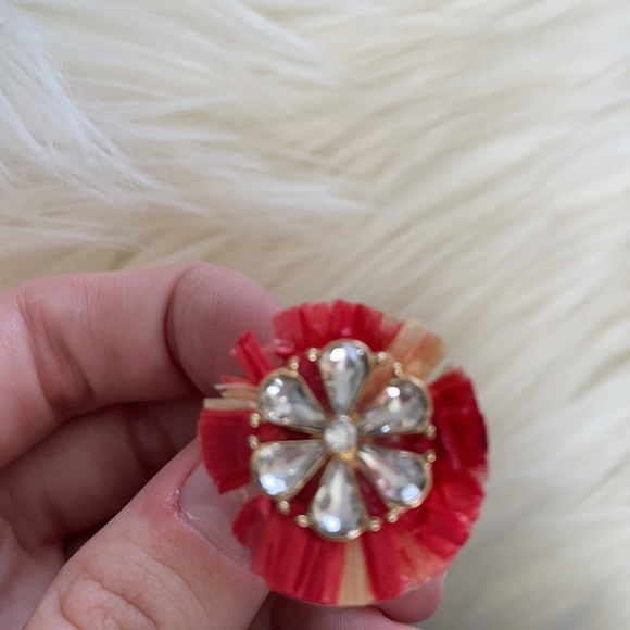 NWT Cato gold red color paper flower statement ring costume jewelry floral ring - Picture 14 of 16